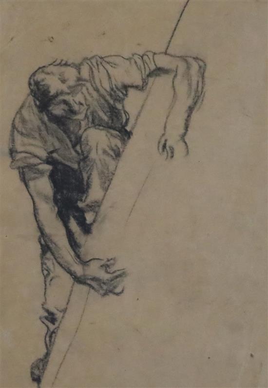 Sir Frank Brangwyn (1867-1956) Man presenting a petition and a pencil sketch for The Way of the Cross, 12.5 x 10in. and 8.25 x 5.75in.